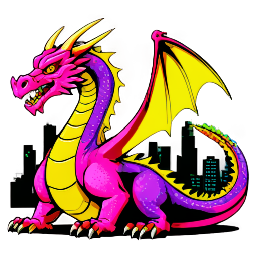 8bit, retro, wave, battle city, neon dragon - icon | sticker