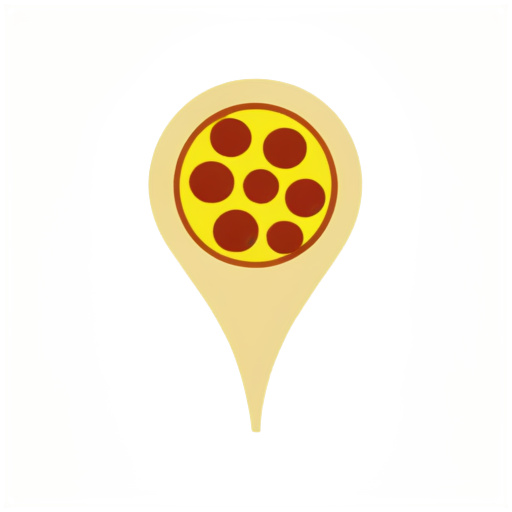 a pepperoni pizza as a map pin marker icon - icon | sticker