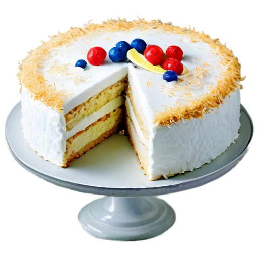 Create a super realistic coconut cake with details - icon | sticker