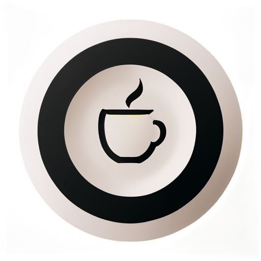 Black and white, aromatic coffee cup within a circular border. - icon | sticker