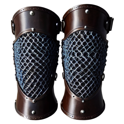 Medieval fantasy chainmail greaves, made of steel rings - icon | sticker