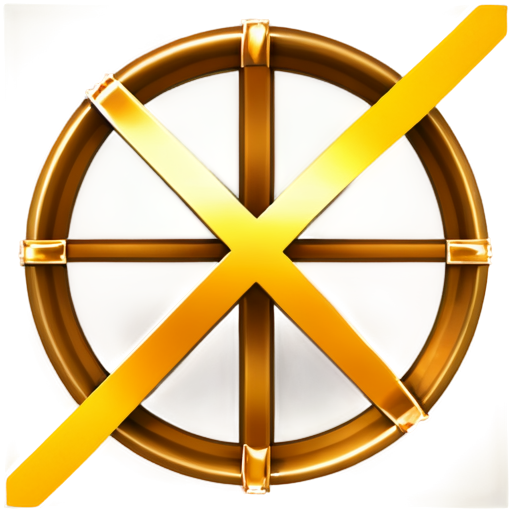 crossed out golden round icon. transparent inside - icon | sticker