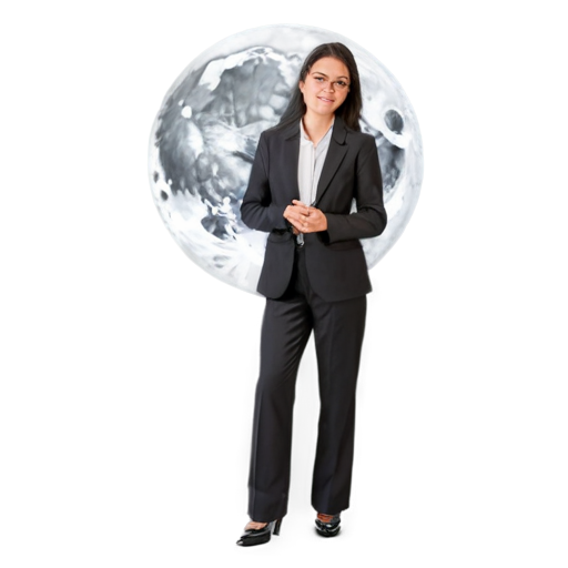 lawyer girl with moon on the background - icon | sticker