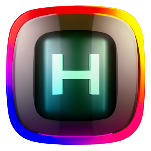 multi colored H inside a database symbol - icon | sticker