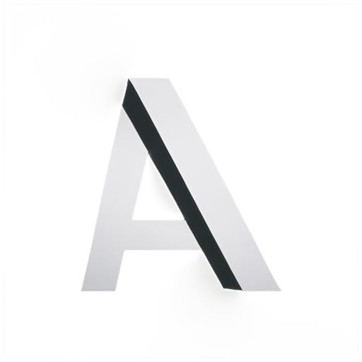 Create a stylized, modern letter "A" using geometric shapes. The design should be minimalist, with a segmented or separated structure that still maintains the recognizable form of the letter. Utilize clean lines and blocky, solid shapes to create a bold, abstract interpretation of the letter, focusing on a black-and-white color scheme for a striking visual contrast. - icon | sticker