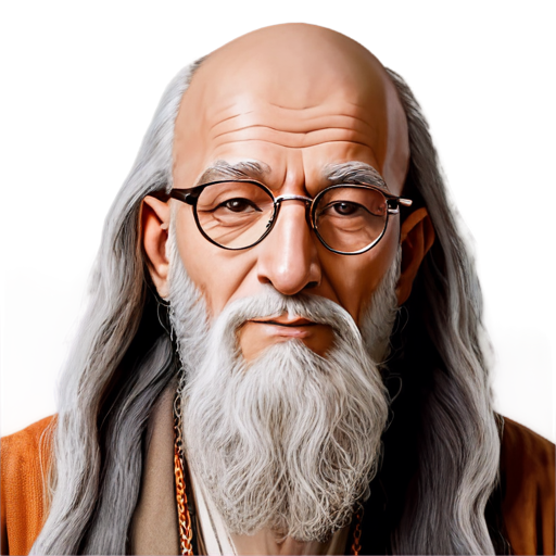 Ghrandalf with a bald head dressed as an indian guru wearing glasses - icon | sticker