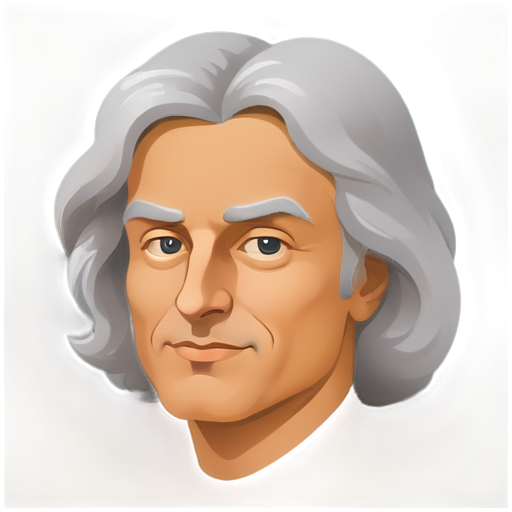 cartoonish isaac newton emoji, just his face outline in 2D - icon | sticker