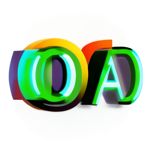 Generate icon with the phrase "DOM QA". Both words in different colors - icon | sticker