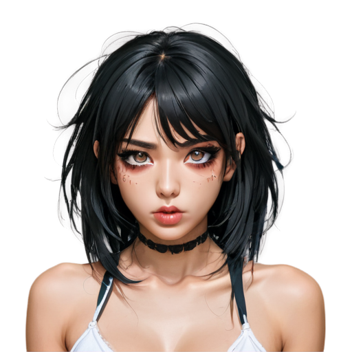 Anime ahegao face girl with passion eyes and messed makeup - icon | sticker