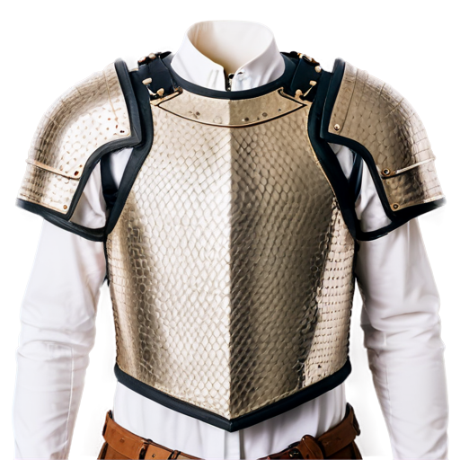 Medieval fantasy cuirass with shoulders made of beige lizard scales, matte - icon | sticker