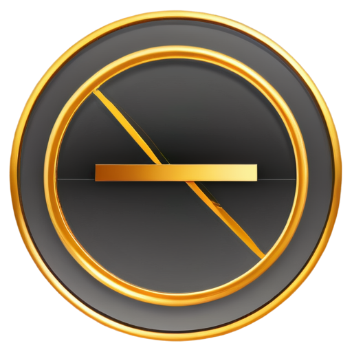 crossed out golden circle icon. only icon borders. inside golden line diagonally - icon | sticker