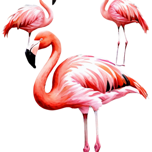 pink flamingo watercolor - icon | sticker