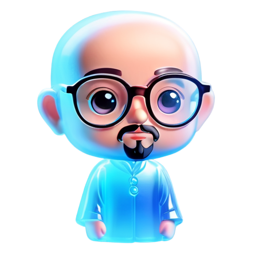 Indian guru bald with goatee & glasses - icon | sticker