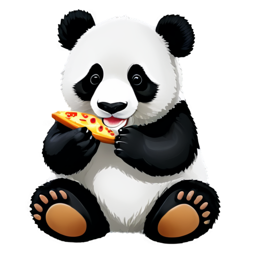 panda eating mushroom concise cute colorful - icon | sticker