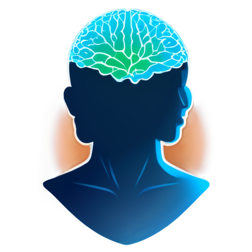 Create an avatar for a psychology blog aimed at a mixed audience (both men and women). The image should convey trust, professionalism, and warmth. Include a symbol of psychology, like a silhouette of a head with a neural network or a stylized brain, surrounded by calm, neutral colors (such as soft blues, greens, and grays). The background should be light, clean, and minimalist, so as not to distract from the main image. - icon | sticker