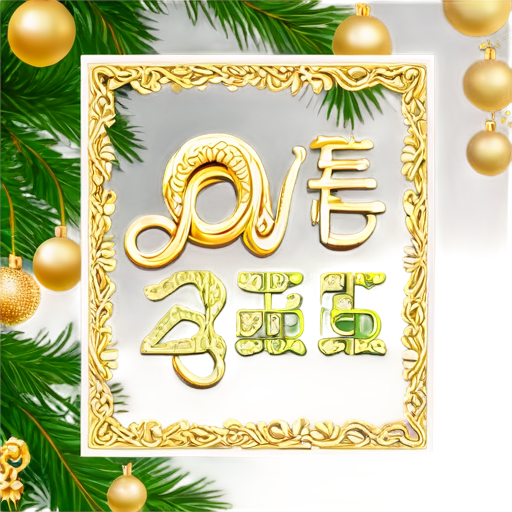 the inscription in gold letters "Love, health, prosperity!" against the background of a New Year tree and the symbol of the year - the snake - icon | sticker