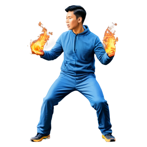 White Asian Man on Fire (Controlling it) (Not burning) (Human Torch) 🔥 - icon | sticker