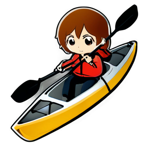 a person kayaking on a lake - icon | sticker