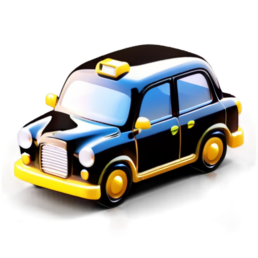 taxi car yellow 3d-view retro without text - icon | sticker