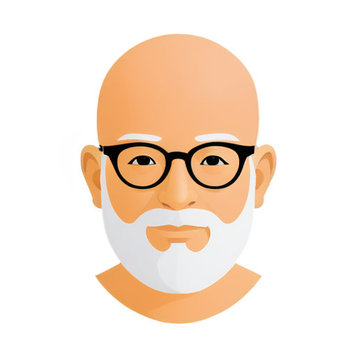 Indian guru bald head with grey goatee & glasses - icon | sticker