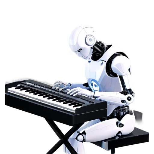 Robot playing electronic keyboard - icon | sticker