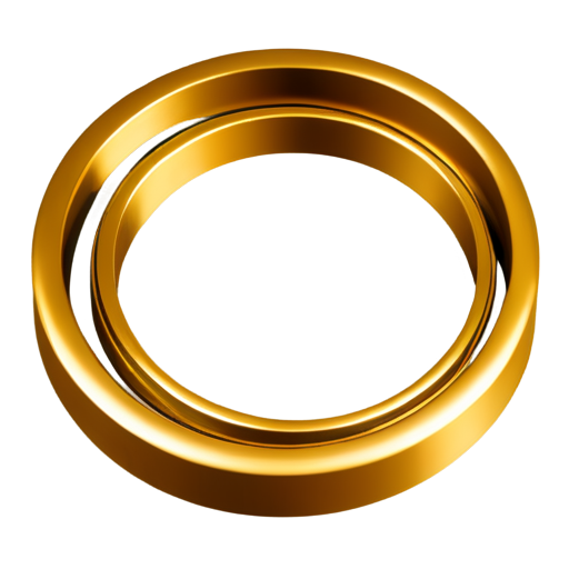 a square tube bent in a circle lies on a plane. inside the circle is a diagonal. color - gold - icon | sticker