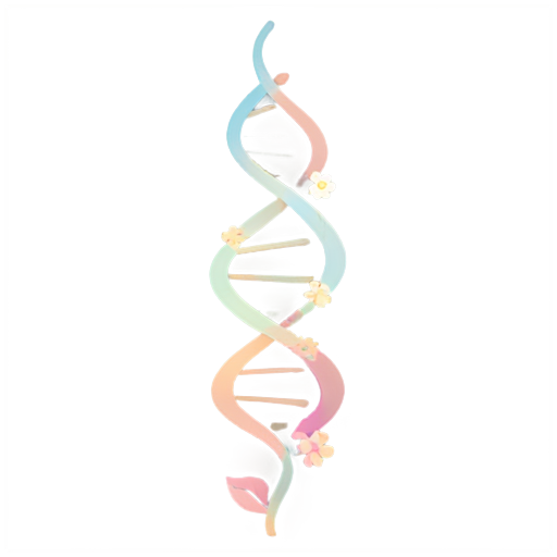 DNA strand intertwined with delicate flowers - icon | sticker