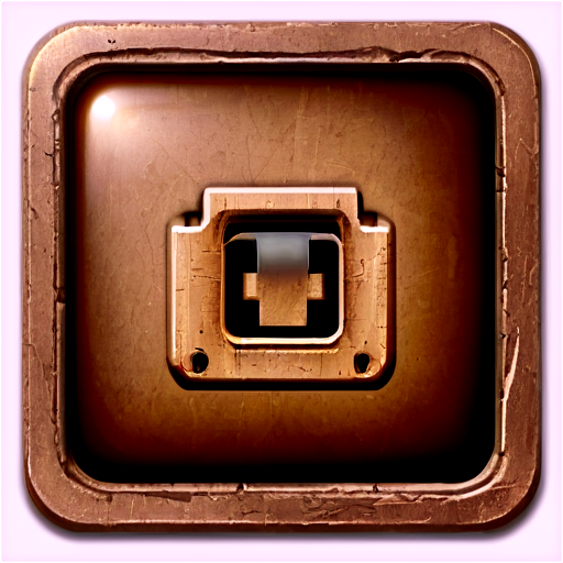 square button for the game, brown color, old style - icon | sticker