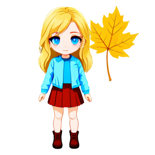 A full-length outfit for a tall, blue-eyed blonde in the following colors: honey, yellow, burgundy, pink, or leaf green. - icon | sticker