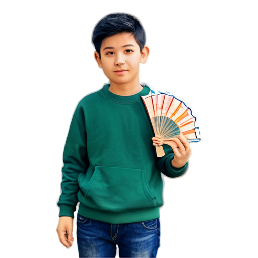 a boy holding a fan written FANBOYS on it - icon | sticker