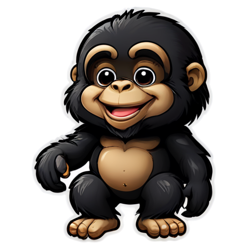 Sticker, Beautiful, kind gorilla, smiling - icon | sticker