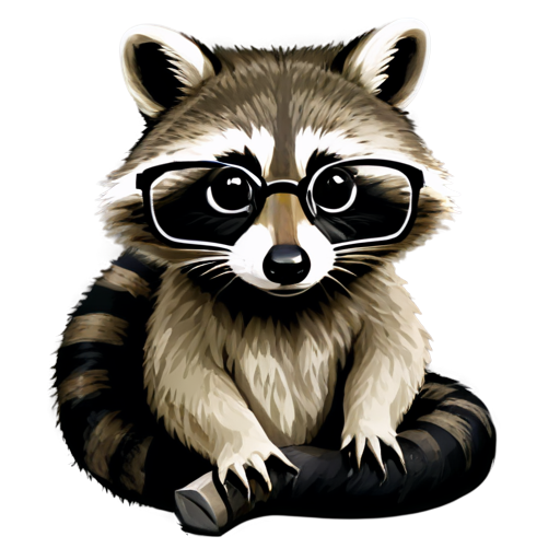 Raccoon, Snake, Glasses, games - icon | sticker