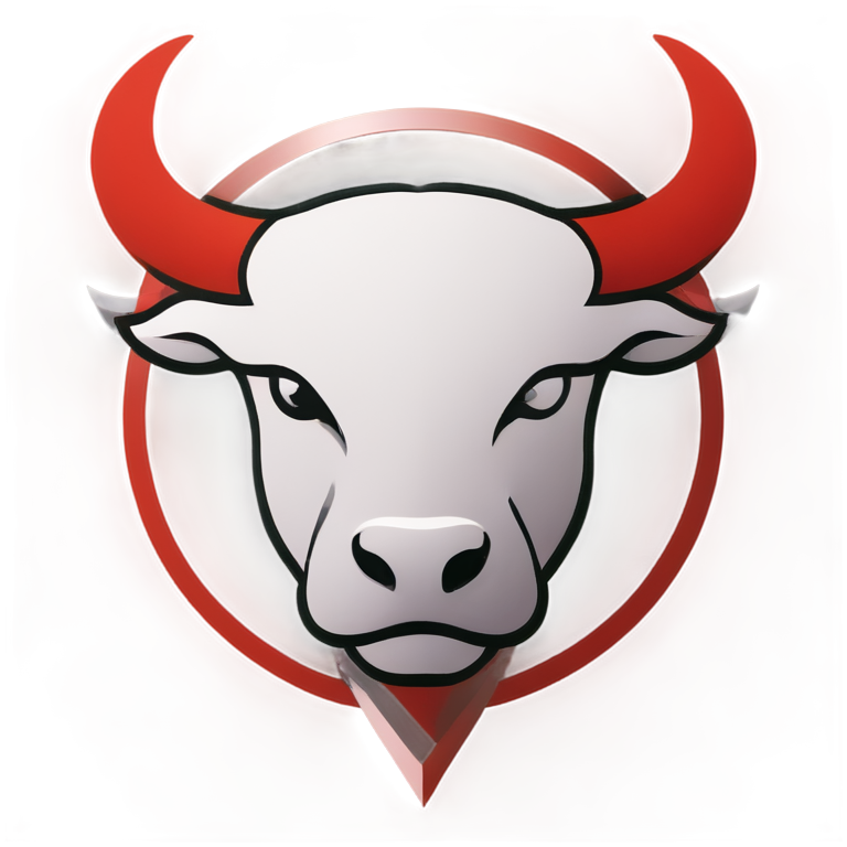 Abstract bull logo esports 1D in white and red style with the - icon | sticker