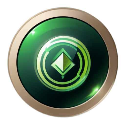 Design an icon for the cryptocurrency project BEO, focusing on ecology and innovation. The icon symbolizes a click — a circular button with a glowing effect, created in natural shades of green and sand. The center features a simple symbol of a finger or a mouse, evoking a sense of ease and interactivity." - icon | sticker