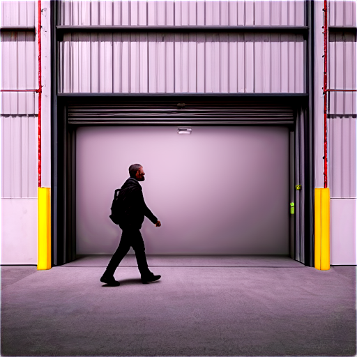 a person walking into the entrance to a warehouse - icon | sticker