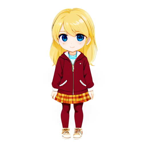 A full-length outfit for a tall, blue-eyed blonde in the following colors: honey, yellow, burgundy, pink, or leaf green. - icon | sticker