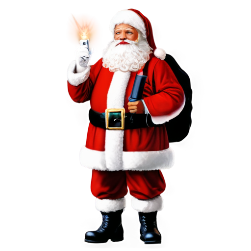 santa claus with flashlight in streetlight - icon | sticker