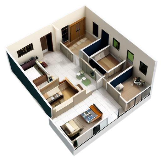 floor plan with various rooms, furnished - icon | sticker