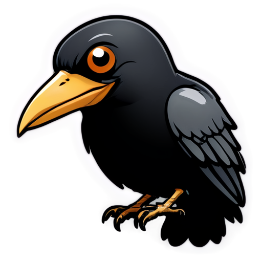 black crow dying of laugh, with a tear of laugh near the eye - icon | sticker