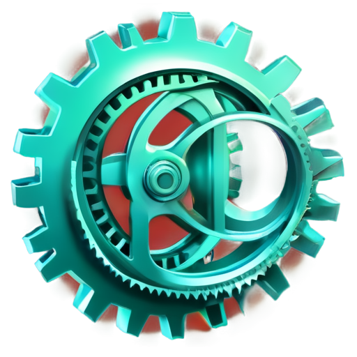 gears icon, emerald, realistic - icon | sticker