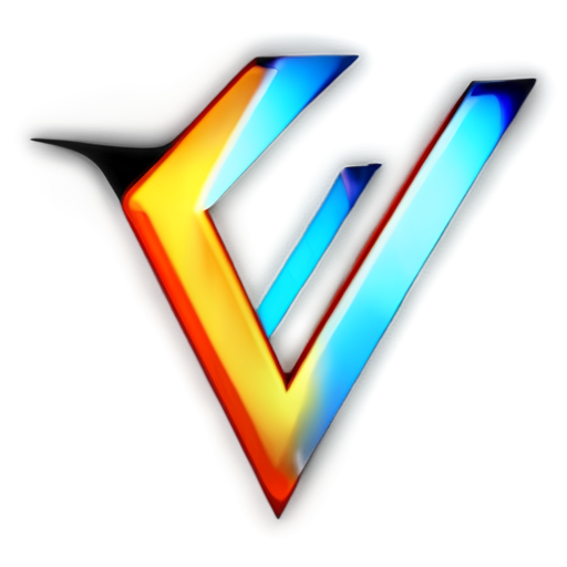 A sleek and modern 'V' shape design with a futuristic and high-tech aesthetic. The 'V' is illuminated with neon blue and white glowing lights, surrounded by dynamic fiery effects with bright orange and red flames. The background should be transparent, emphasizing the glowing 'V' and fire. The overall design should be minimalist, visually striking, and convey a sense of advanced technology and energy. - icon | sticker