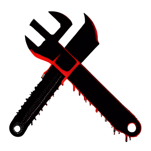 wrench half red in blood dripping - icon | sticker