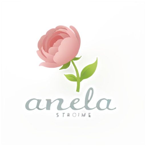 Logo for flowers shop "Amelia" with peony rose - icon | sticker