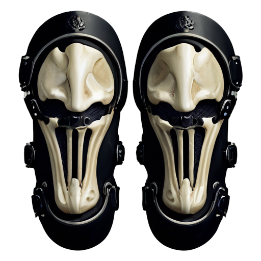 Medieval fantasy kneepads made of bones, matte - icon | sticker