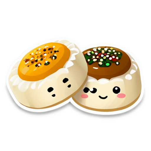 create a dimsum icon with emoticons and make it look like the dimsum is covered in smoking - icon | sticker