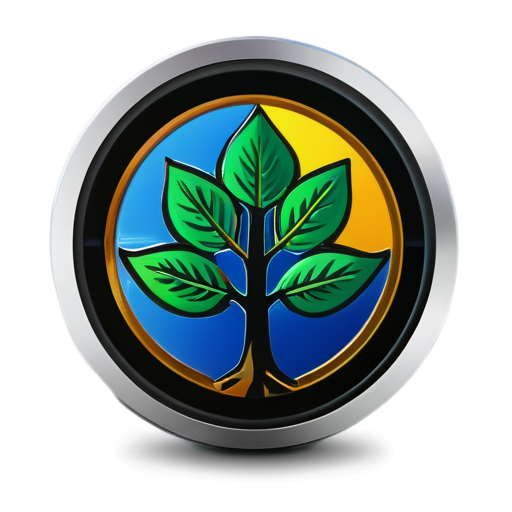 An icon for the BEO cryptocurrency project, reflecting the theme of investment and sustainable growth. The central element is a stylized leaf or tree embedded in a coin. The color palette includes blue and green tones, symbolizing nature and progress." - icon | sticker