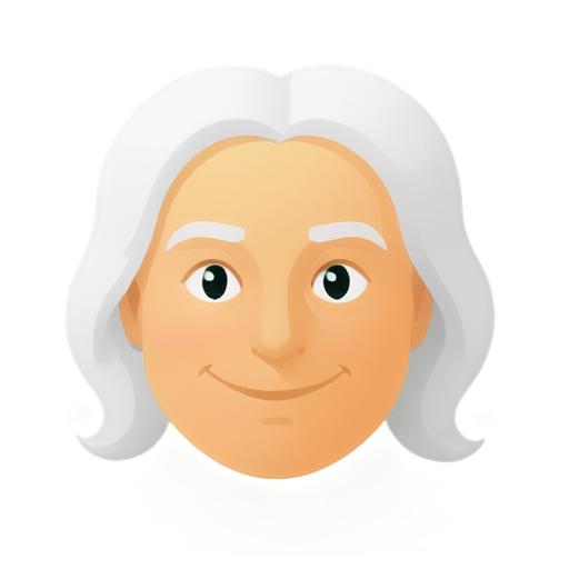 cartoonish isaac newton emoji, just his face outline in 2D - icon | sticker