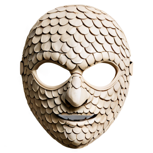 Medieval fantasy facemask made of beige lizard scales, matte - icon | sticker