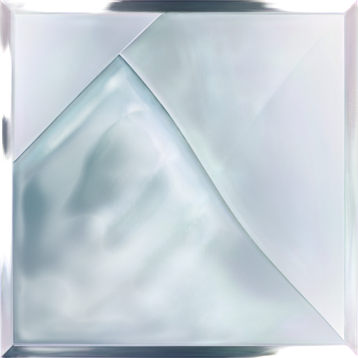 2D, front-facing, glass pane, symmetrical cuts on the glass, separated pieces with slight gaps between cut edges, soft colors, smooth shadows, light 3D effect with subtle shadows, minimalist, clean, modern, flat design - icon | sticker