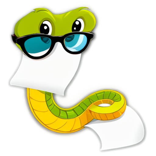 a snake in the form of a long piece of paper with glasses - icon | sticker